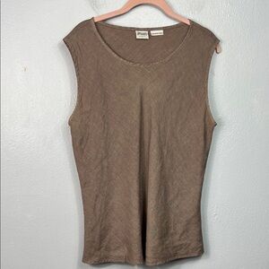CP Shades Sausalito Pure Irish Linen Taupe Sleeveless Top Large